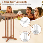 Gymax 39 Outdoor Acacia Wood Bar Table w/ Slatted Tabletop for