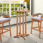 Gymax 39 Outdoor Acacia Wood Bar Table w/ Slatted Tabletop for
