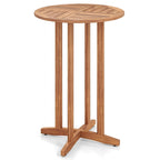 Gymax 39 Outdoor Acacia Wood Bar Table w/ Slatted Tabletop for