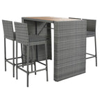 5 Pcs Outdoor Rattan Dining Table and Chairs Set, Patio Conversation Furniture Sets with Height Table and 4 Chairs