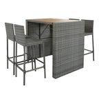 5 Pcs Outdoor Rattan Dining Table and Chairs Set, Patio Conversation Furniture Sets with Height Table and 4 Chairs