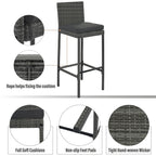 5 Pcs Outdoor Rattan Dining Table and Chairs Set, Patio Conversation Furniture Sets with Height Table and 4 Chairs