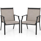 Gymax Set of 2 Patio Dining Chairs Outdoor Armchairs w/ Sturdy Metal