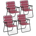 Gymax Set of 4 Patio Folding Web Chair Set Portable Beach Camping