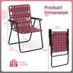 Gymax Set of 4 Patio Folding Web Chair Set Portable Beach Camping