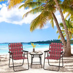 Gymax Set of 4 Patio Folding Web Chair Set Portable Beach Camping