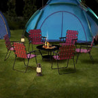 Gymax Set of 4 Patio Folding Web Chair Set Portable Beach Camping
