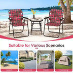 Gymax Set of 4 Patio Folding Web Chair Set Portable Beach Camping