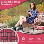 Gymax Set of 4 Patio Folding Web Chair Set Portable Beach Camping