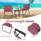 Gymax Set of 4 Patio Folding Web Chair Set Portable Beach Camping