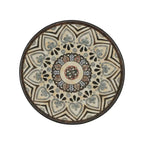 Patio Side Table Round Small End Table Plant Stand with Floral Ceramic Top and Storage Shelf for Study Room Backyard