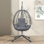 GDFStudio - Celeste Indoor Outdoor Swing Egg Chair with Stand for Relaxing Patio and Garden Lounging