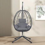 GDFStudio - Celeste Indoor Outdoor Swing Egg Chair with Stand for Relaxing Patio and Garden Lounging