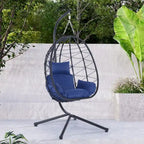 GDFStudio - Celeste Indoor Outdoor Swing Egg Chair with Stand for Relaxing Patio and Garden Lounging