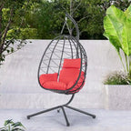 GDFStudio - Celeste Indoor Outdoor Swing Egg Chair with Stand for Relaxing Patio and Garden Lounging