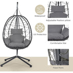 GDFStudio - Celeste Indoor Outdoor Swing Egg Chair with Stand for Relaxing Patio and Garden Lounging
