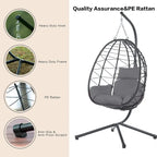 GDFStudio - Celeste Indoor Outdoor Swing Egg Chair with Stand for Relaxing Patio and Garden Lounging