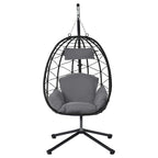 GDFStudio - Celeste Indoor Outdoor Swing Egg Chair with Stand for Relaxing Patio and Garden Lounging