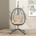 GDFStudio - Celeste Indoor Outdoor Swing Egg Chair with Stand for Relaxing Patio and Garden Lounging