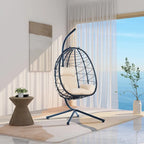 GDFStudio - Celeste Indoor Outdoor Swing Egg Chair with Stand for Relaxing Patio and Garden Lounging