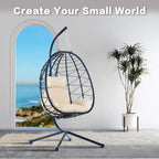 GDFStudio - Celeste Indoor Outdoor Swing Egg Chair with Stand for Relaxing Patio and Garden Lounging