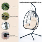 GDFStudio - Celeste Indoor Outdoor Swing Egg Chair with Stand for Relaxing Patio and Garden Lounging