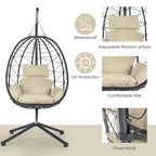 GDFStudio - Celeste Indoor Outdoor Swing Egg Chair with Stand for Relaxing Patio and Garden Lounging