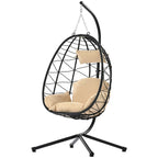 GDFStudio - Celeste Indoor Outdoor Swing Egg Chair with Stand for Relaxing Patio and Garden Lounging