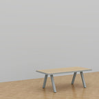 Outdoor Dining Table with Wood Grain Top and Gray Legs Weather-Resistant Patio Table