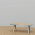 Outdoor Dining Table with Wood Grain Top and Gray Legs Weather-Resistant Patio Table