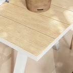 Outdoor Dining Table with Wood Grain Top and Gray Legs Weather-Resistant Patio Table
