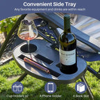 Outdoor Zero Cravity Folding Chair Set of 2 with Pillow & Cup Holder for Pool Beach, Navy Blue