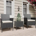 3-Piece Patio Furniture Set with Rattan Wicker Chairs and Coffee Table for Garden