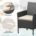 3-Piece Patio Furniture Set with Rattan Wicker Chairs and Coffee Table for Garden