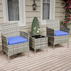 3-Piece Patio Furniture Set with Rattan Wicker Chairs and Coffee Table for Garden