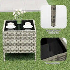 3-Piece Patio Furniture Set with Rattan Wicker Chairs and Coffee Table for Garden