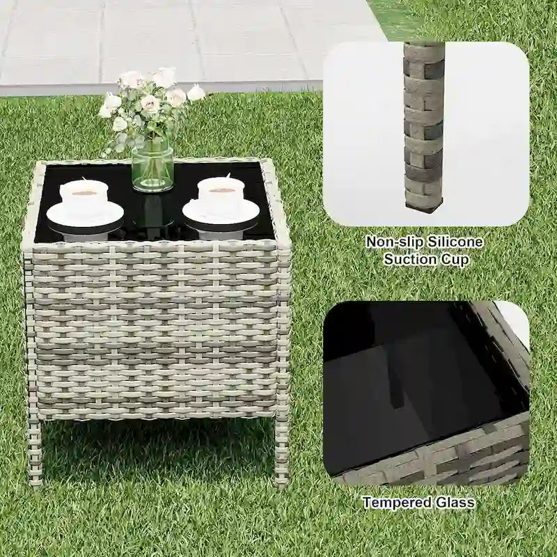 3-Piece Patio Furniture Set with Rattan Wicker Chairs and Coffee Table for Garden