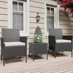 3-Piece Patio Furniture Set with Rattan Wicker Chairs and Coffee Table for Garden