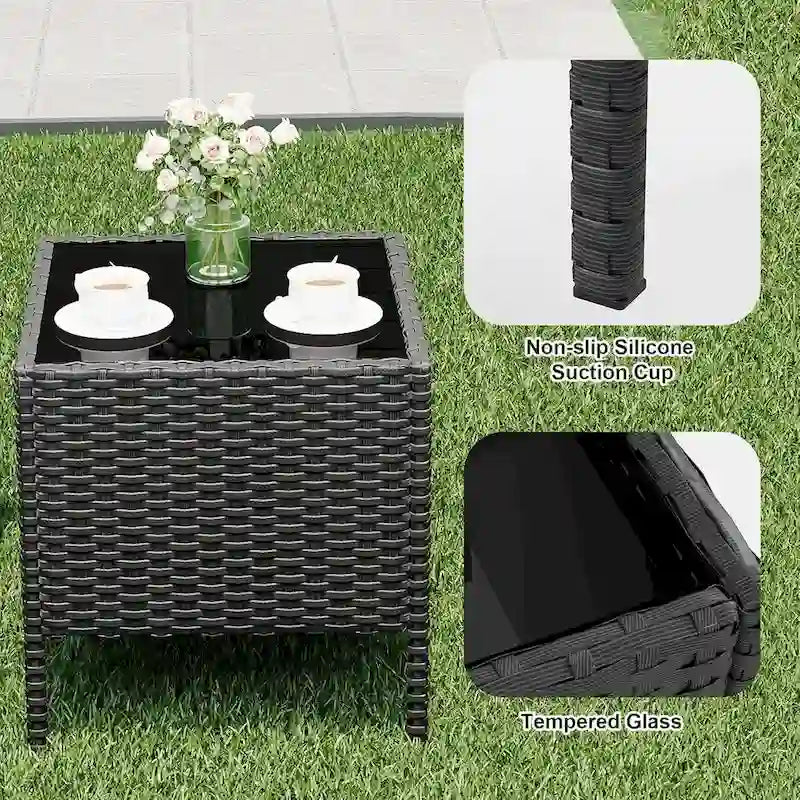 3-Piece Patio Furniture Set with Rattan Wicker Chairs and Coffee Table for Garden