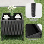 3-Piece Patio Furniture Set with Rattan Wicker Chairs and Coffee Table for Garden
