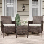 3-Piece Patio Furniture Set with Rattan Wicker Chairs and Coffee Table for Garden