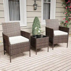 3-Piece Patio Furniture Set with Rattan Wicker Chairs and Coffee Table for Garden