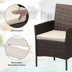 3-Piece Patio Furniture Set with Rattan Wicker Chairs and Coffee Table for Garden