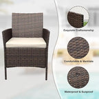 3-Piece Patio Furniture Set with Rattan Wicker Chairs and Coffee Table for Garden
