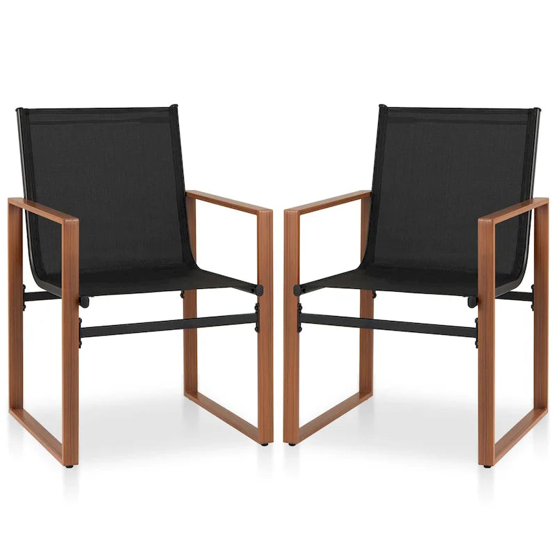 Gymax 2 PCS Outdoor Dining Chairs Patio Furniture Chair w/ Breathable
