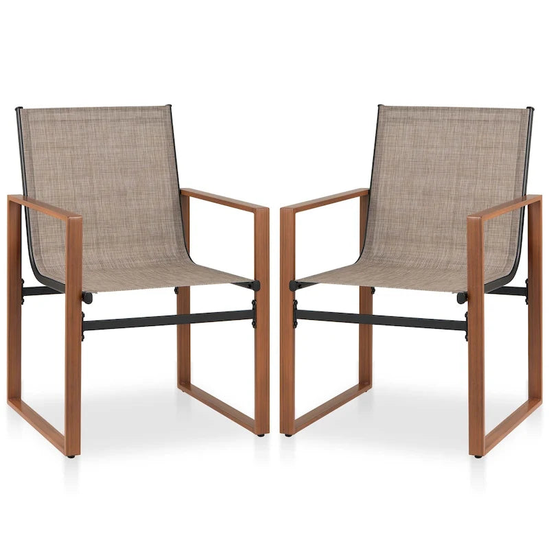 Gymax 2 PCS Outdoor Dining Chairs Patio Furniture Chair w/ Breathable