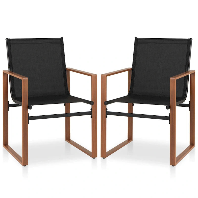 Gymax 2 PCS Outdoor Dining Chairs Patio Furniture Chair w/ Breathable
