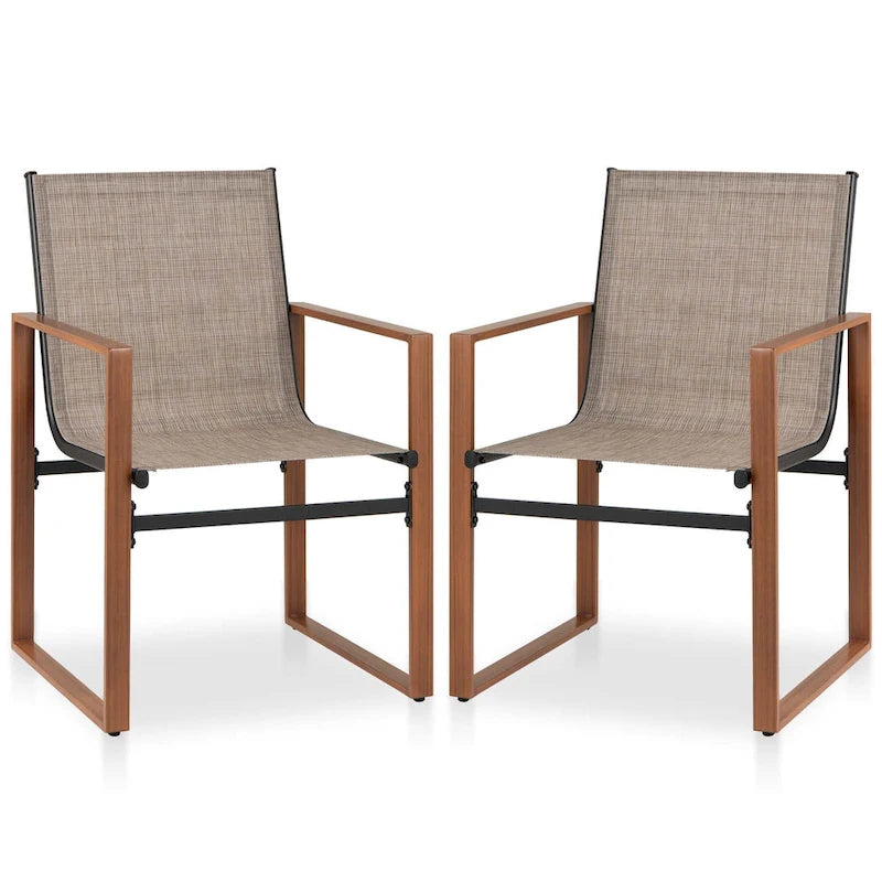 Gymax 2 PCS Outdoor Dining Chairs Patio Furniture Chair w/ Breathable