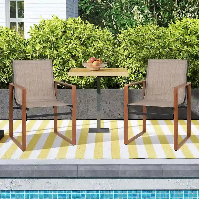 Gymax 2 PCS Outdoor Dining Chairs Patio Furniture Chair w/ Breathable
