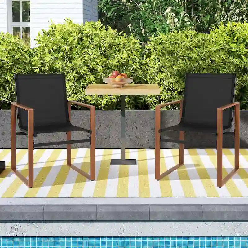Gymax 2 PCS Outdoor Dining Chairs Patio Furniture Chair w/ Breathable